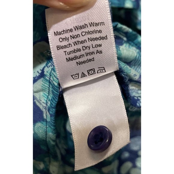 Coldwater Creek Blouse Button Down Blue Polka Dot 3/4” Sleeve No Iron 2X 20/22 - Picture 5 of 5